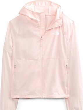 North Face Women’s Packable Pink Salt Flyweight Hoodie Windbreaker Womens XL